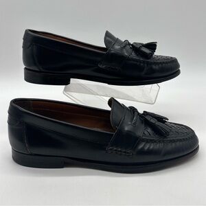 G.H. Bass Weejuns Lennox Black Leather Tassel Woven Shoes Loafers Men's 8.5D